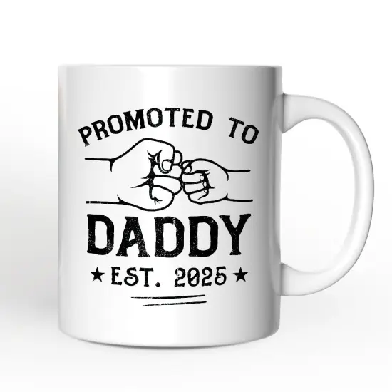 Promoted to Daddy Est. 2025 Mug, Dad Pregnancy Announcement Gift {4}