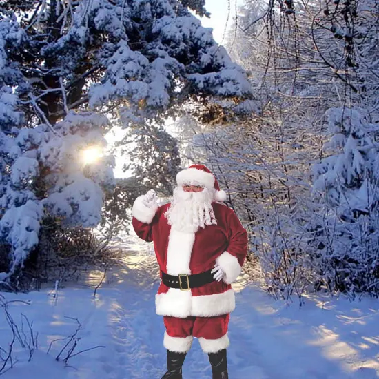 Santa Claus Costume for Men, Jacket Pants Hat Belt and Gloves {3}