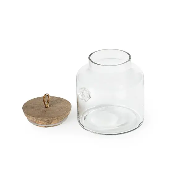 Madin Glass Jar with Wooden Lid - Elegant Storage Container for Kitchen & Home-700ml {3}