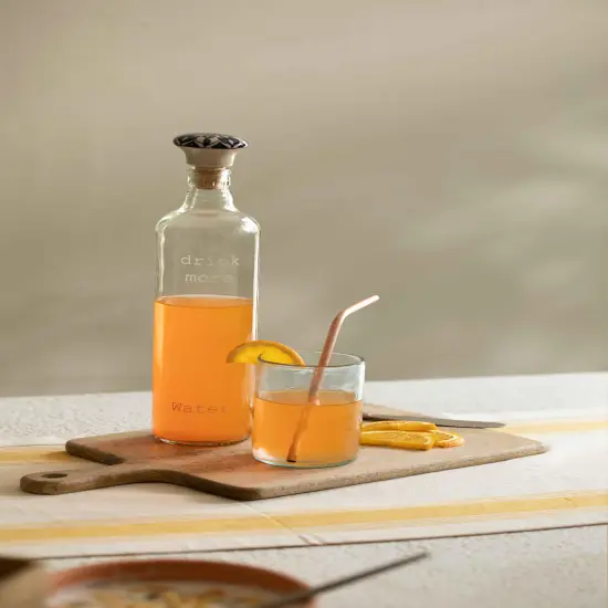 Drink More Glass Water Bottle with Ceramic Stopper - 750ML {2}