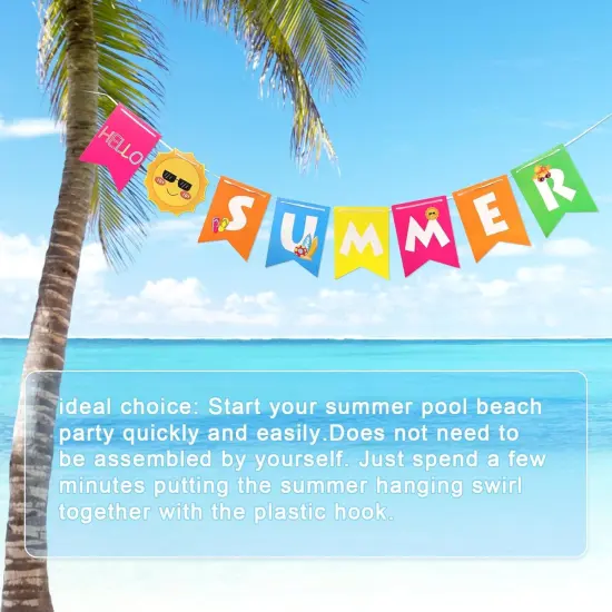 41pcs Summer Party Decorations, Colorful Hello Summer Welcome Banner Summer Beach Pool Party Hanging Swirl Decorations {3}