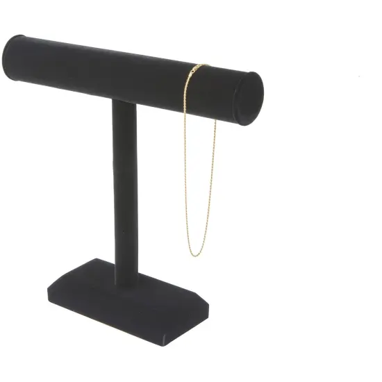 Plymor Black Velvet T-Bar Necklace Display Stand, 12" W x 12" H {3}