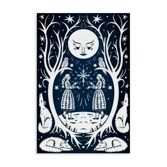 Stupell Industries Woodland Folk Girls with Moon Canvas Design by Hannah Moren {1}