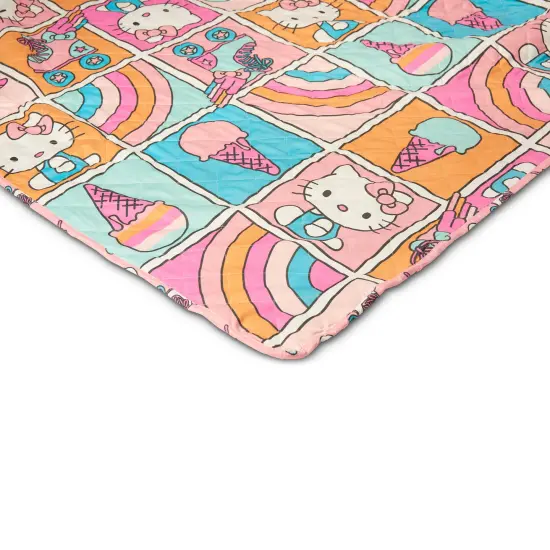 Sanrio Hello Kitty and Friends Quilted Blanket Rainbow Pink {3}