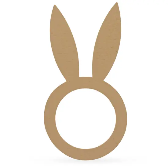 Set of 10 Easter Rabbit Wooden Napkin Rings Unfinished Wooden Bunny Shape Craft {3}