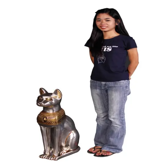 Small Egyptian Bastet Cat Life Size Statue {3}