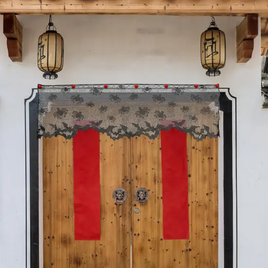 Halloween Lace Window Curtain with Spider and Bats Design {3}