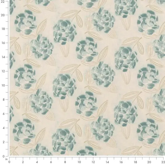 Seaglass - Aqua & Teal Floral Upholstery Fabric 54 Inches" {3}