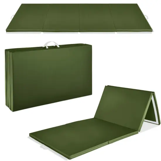 Best Choice Products 10ftx4ftx2in Folding Gymnastics Mat 4-Panel Exercise Workout Floor Mats w/ Handles Jungle {1}