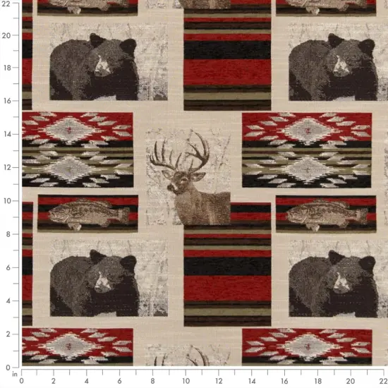 Sedona Berry - Red & Burgundy Novelty Upholstery Fabric 54 Inches" {3}