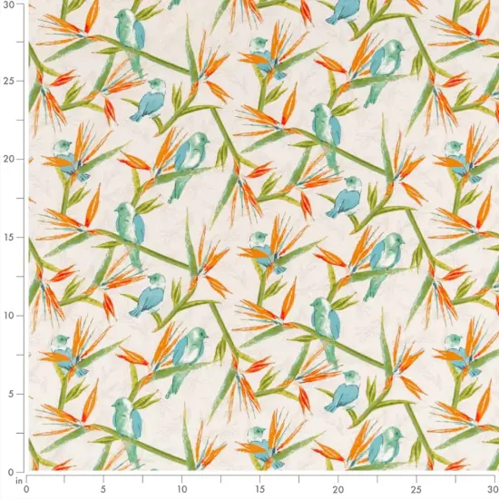 Tropical - Aqua & Teal,Green,Orange & Rust Leaves,Novelty,Tropical & Botanical Upholstery Fabric 54 Inches" {4}