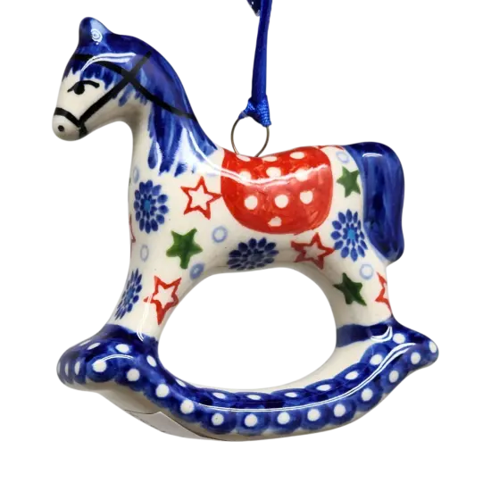 Rocking Horse Ornament - Festive Stars Pattern {1}