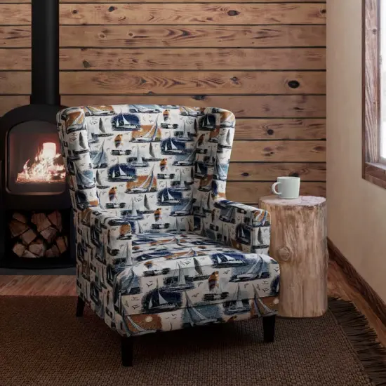 Sail Away - Blue Novelty Upholstery Fabric 54 Inches" {2}