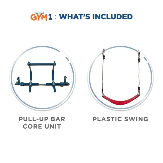 Gym1 2-Piece Doorway Gym for Kids and Teens Ages 3&ndash;14, Includes Door Sensory Swing, Indoor Pull-Up Bar for Fun & Fitness, Holds Up to 300 Lbs, Red {3}