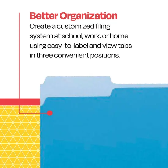 School Smart Colored File Folders Two-Tone, Letter Size, 1/3 Cut Tabs, Blue, Pack of 100 {7}