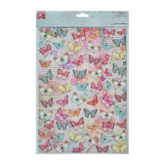 Pack of 3 - Little Birdie Decoupage Paper A4 4/Pkg-Butterfly Flight {3}