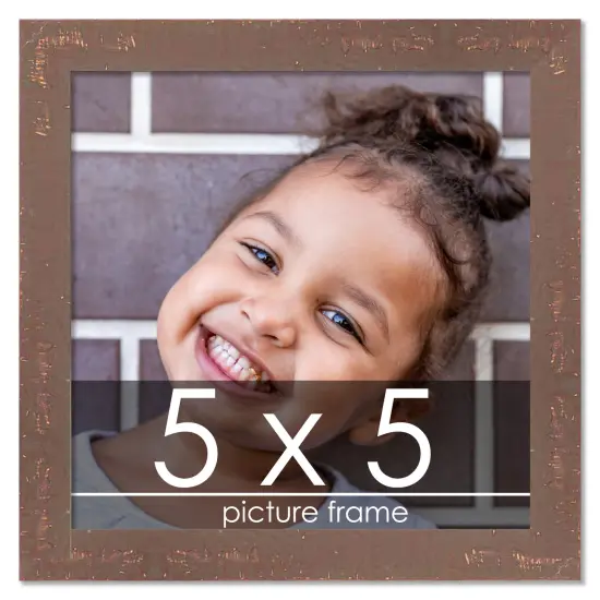 Square Shabby Chic Brown Picture Frame - UV Acrylic, Foam Board Backing, Hanging Hardware {1}