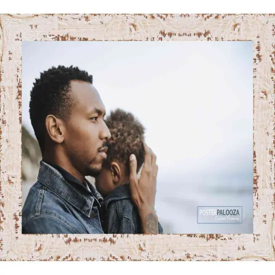 Shabby Chic White Picture Frame - UV Acrylic, Foam Board Backing, Hanging Hardware {4}