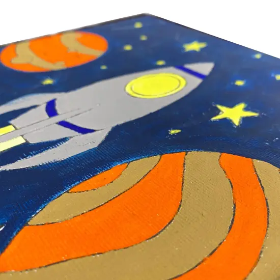 Angels Craft Paint by Number Canvas Set - Rocket Rascals | Includes: 1 Pre-printed Canvas, 6 Acrylic Paint pots, 1 Artist Brush {6}