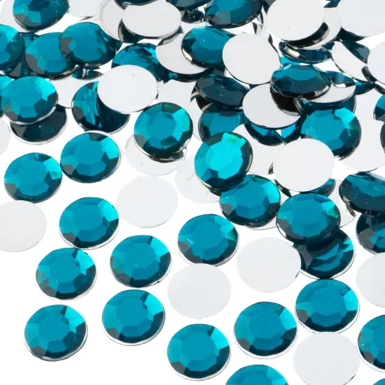 John Bead 12mm (SS50) Round Acrylic Flat Back Rhinestones, 400pcs Turquoise {1}
