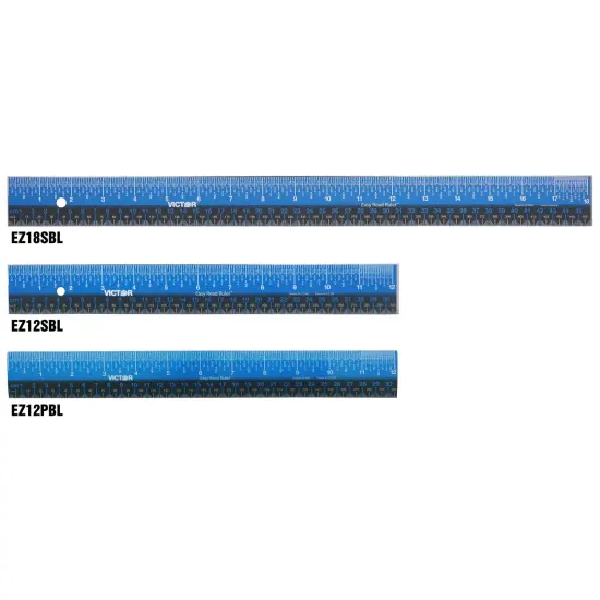 Easy Read&trade; Ruler, Stainless Steel, Blue/Black, 18", Pack of 3 {2}