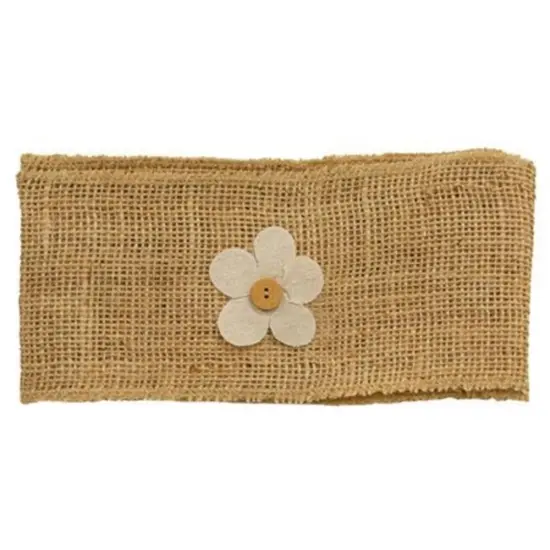Burlap Button Flower Ribbon {1}