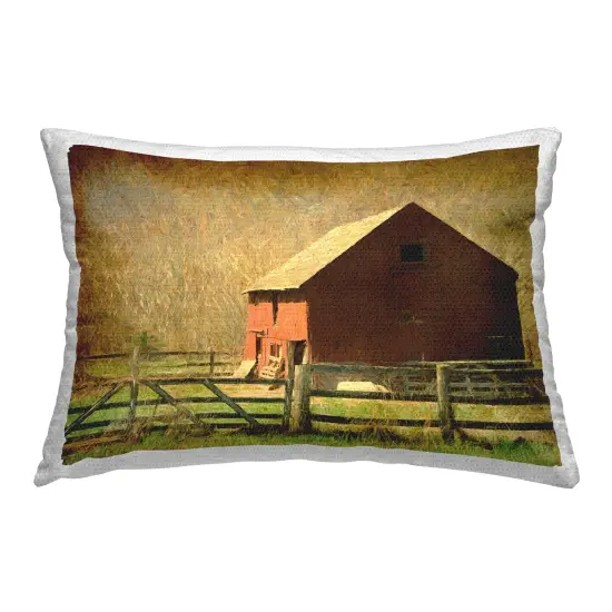 Red Barn Distressed Pattern Outdoor Printed Pillow Design by Graffitee Studios, 14 x 7 x 20 {1}