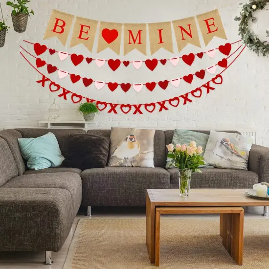 4Pcs Valentine's Day Decorations Set - Love Heart & XO Banners {3}