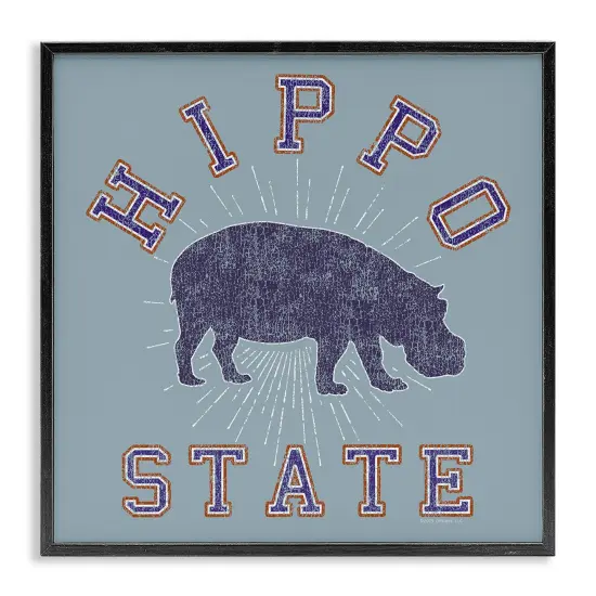 Stupell Industries Varsity Style Hippo State Framed Giclee Wall Art Design by Spirit Animals/Life Is High {1}