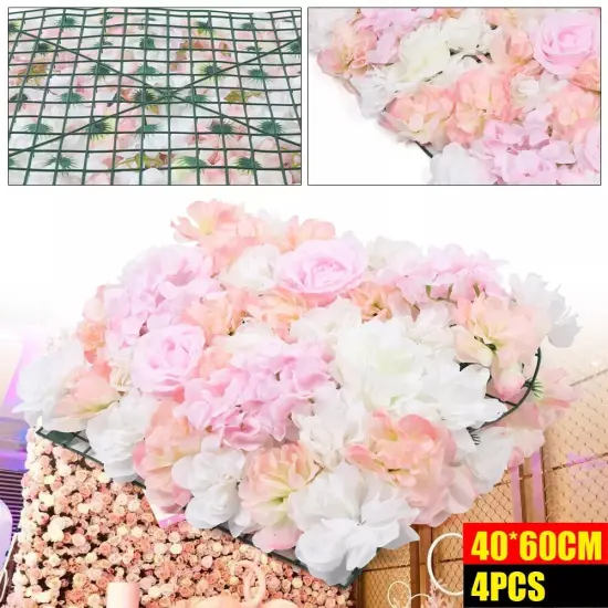 4pcs Artificial Rose Flower Wall Hydrangea Panel Bouquet Wedding Party Home Deco {3}