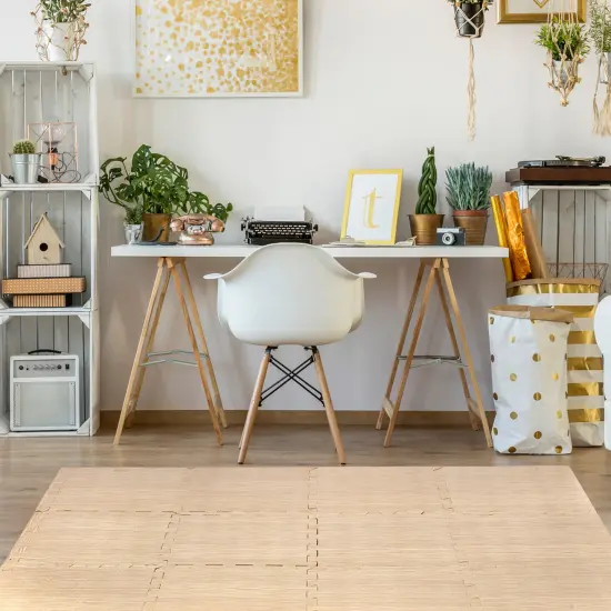 Sorbus Wood Grain Floor Mats Foam (16 Tiles,16 Sq ft - Light Pine) {3}