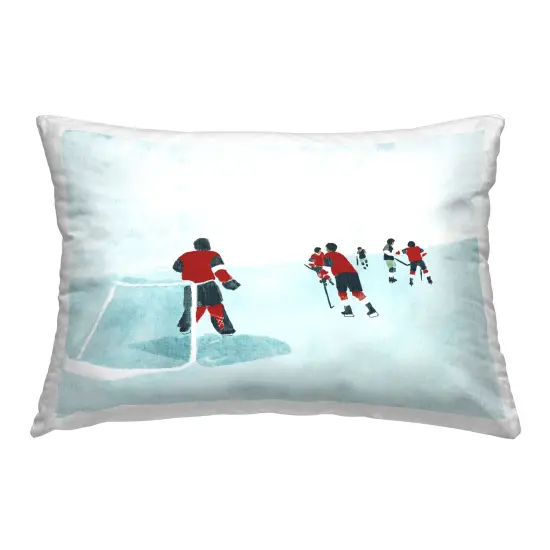 Hockey Players on Ice Decorative Printed Throw Pillow Design by Daphne Polselli, 14 x 7 x 20 {1}