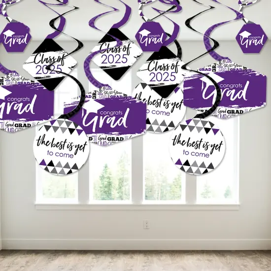 Big Dot of Happiness Purple Graduation Class of 2025 Decorations Hanging Swirls - Set of 40 {4}