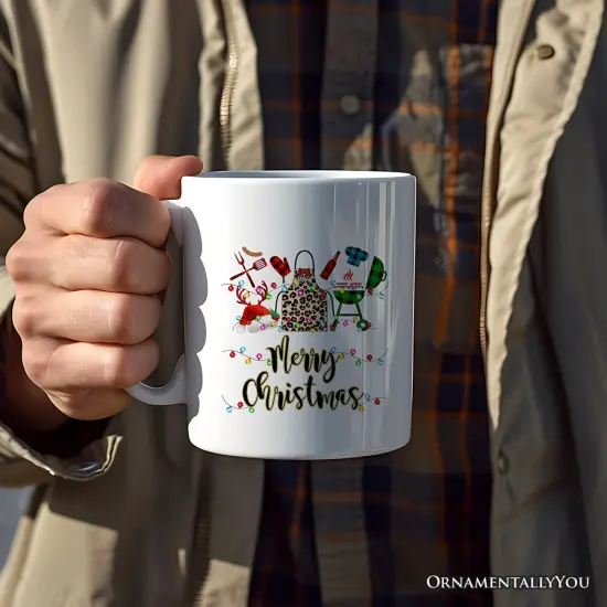 BBQ Buffalo Plaid Christmas Mug, Barbecue Gift {2}