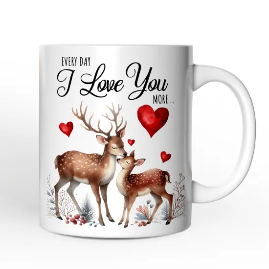 Valentine Deer Anniversary Mug for Couple, Together Keepsake Romantic Gift {2}