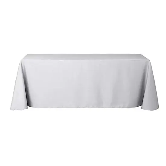 90x156-Inch SILVER RECTANGULAR Polyester Tablecloths Reception Catering Wedding {1}