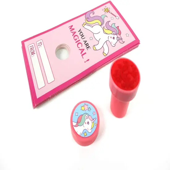 Tiny Mills 36 PACK Unicorn Cards with Unicorn Stampers for Valentine's Day Classroom Exchange {5}