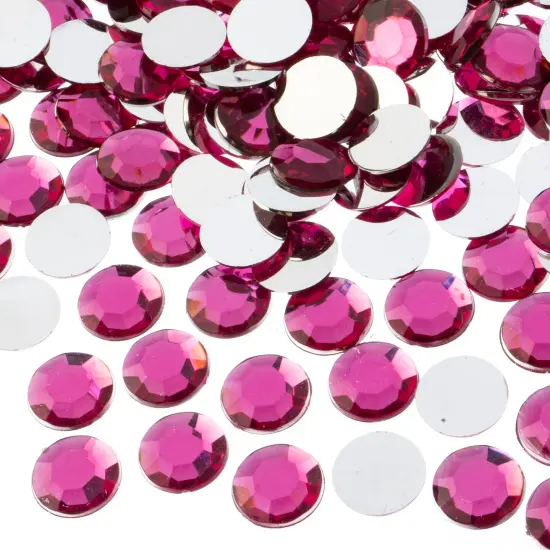 John Bead 12mm (SS50) Round Acrylic Flat Back Rhinestones, 400pcs Fuchsia {1}