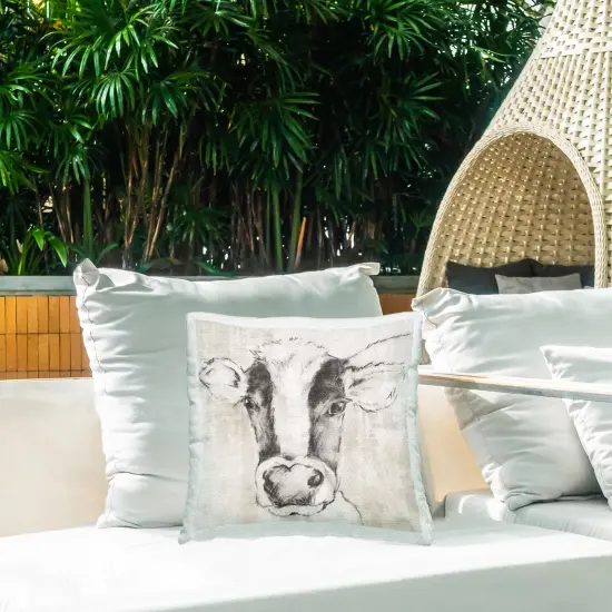 Cow Sketch Impression Outdoor Printed Pillow Design by Eli Jones, 18 x 7 x 18 {2}