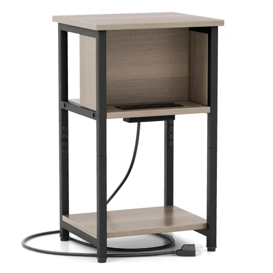 3-Tier End Table with USB Ports & Power Outlets {1}