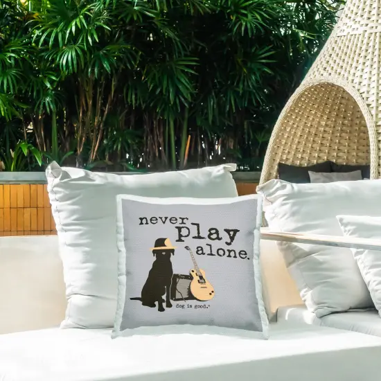 Never Play Alone with Dog Outdoor Printed Pillow Design by Dog Is Good, 18 x 7 x 18 {2}