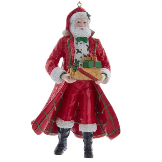 4.75" Fancy Santa Ornament &ndash; Elegant Resin Christmas Tree Decoration {1}