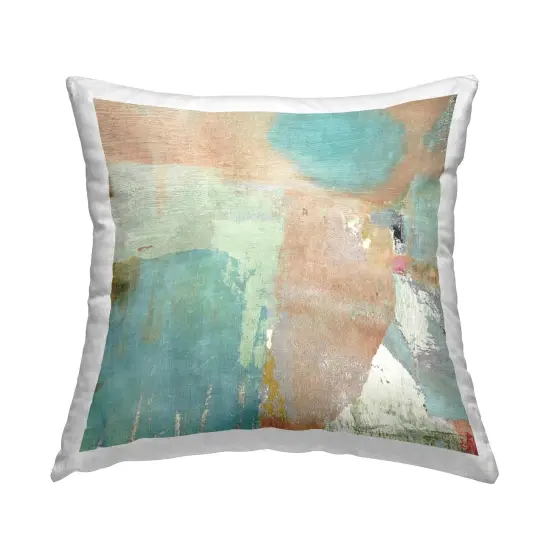 Blue & Tan Brushed Design by Suzanne Nicoll Throw Pillow  {1}