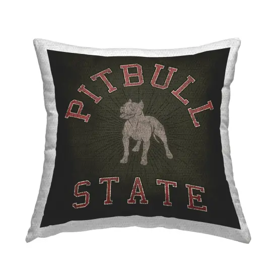 Vintage Pitbull State Outdoor Printed Pillow Design by Spirit Animals/Life Is High, 18 x 7 x 18 {1}