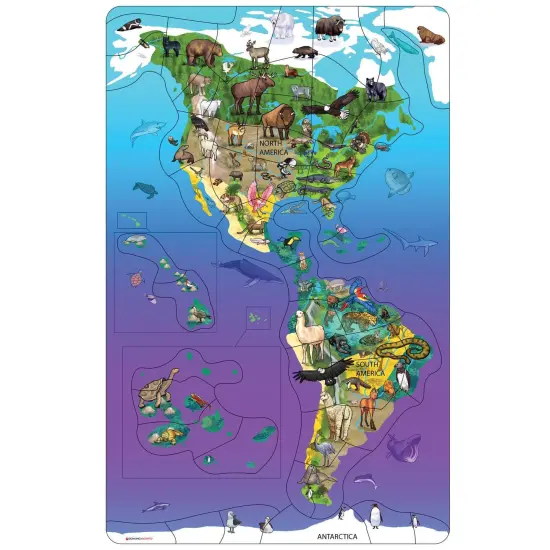 Animal Magnetism&reg; Magnetic Wildlife Map Puzzle: North & South America {1}