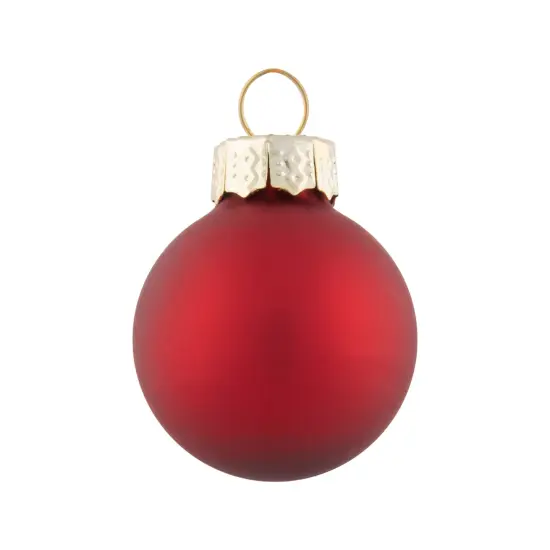 Northlight 40ct Shiny, Glitter and Matte Red Glass Ball Christmas Ornament Set 1"-2.5" {5}
