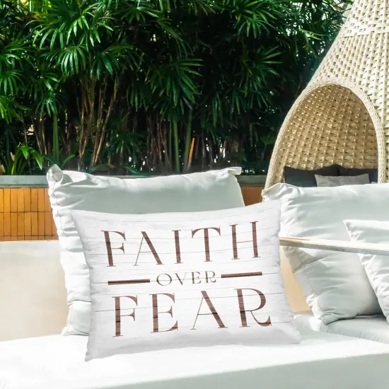 Faith Over Fear Rustic Design by Lil' Rue Outdoor Printed Pillow  {2}