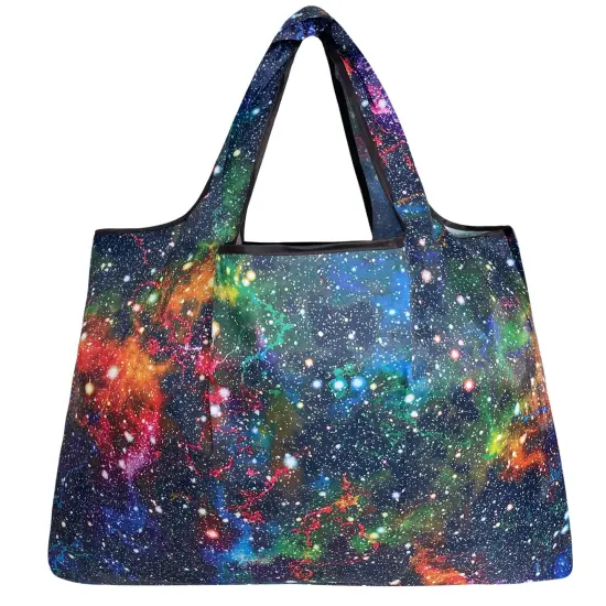 Wrapables Large Foldable Tote Nylon Reusable Grocery Bags, 6 Pack, Cosmic Dreams {6}