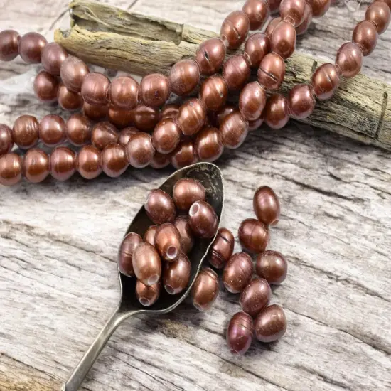 8-9mm Salmon Pink Large Hole Fresh Water Potato Pearls (8" Strand) {4}