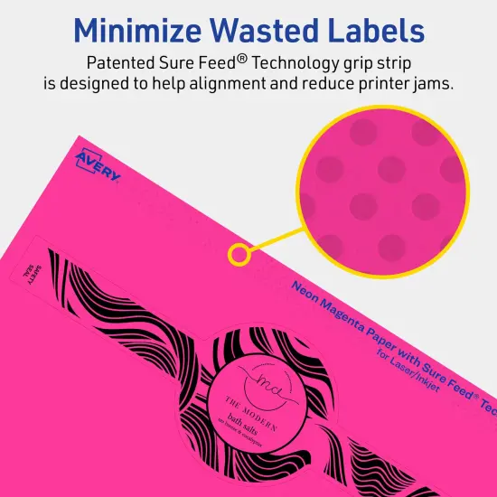 Avery Neon Magenta Paper Labels, 2-3/8" x 8" Wraparound {4}